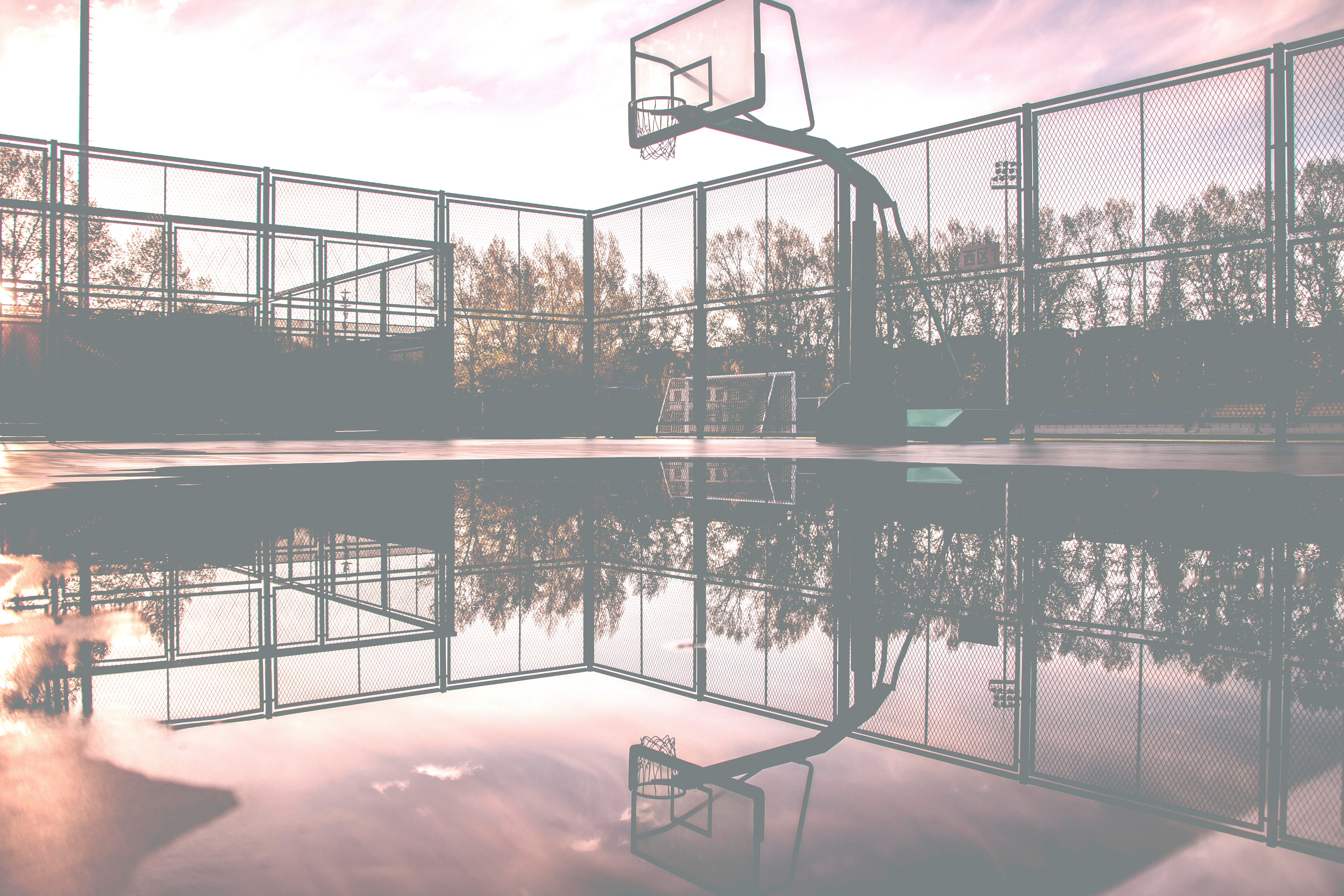 Basketball Hoop Reflecting on Water